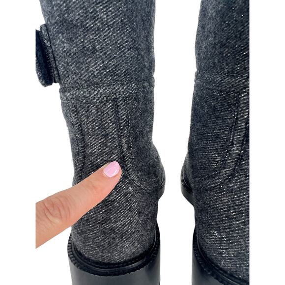 Chanel 2021 Interlocking CC Cap Toe Tweed Logo Combat Boots - Picture 11 of 16